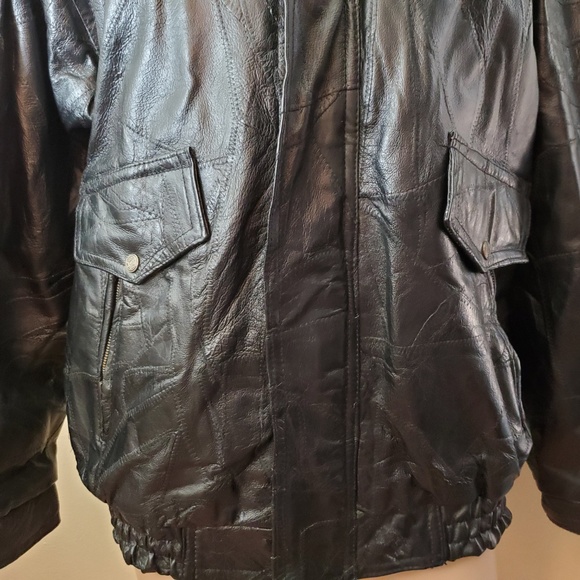 Flight Path Men's Leather Bomber Jacket Black Zip - Picture 4 of 8